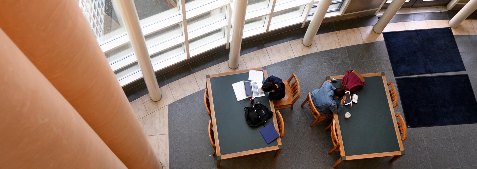 students studying in library